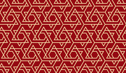 The geometric pattern with lines. Seamless vector background. Gold and red texture. Graphic modern pattern. Simple lattice graphic design