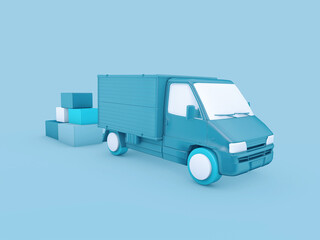 truck cargo delivery and cargo boxes 3d render