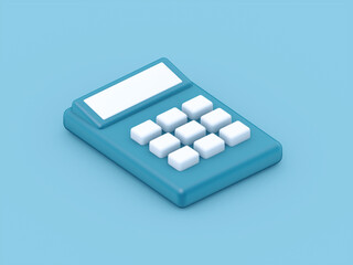Calculator on blue background. 3d rendering.