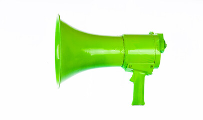 green megaphone isolated on white background