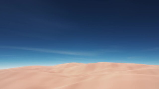 3D rendering camera tilt down from sky to desert scene dramatic conceptual.