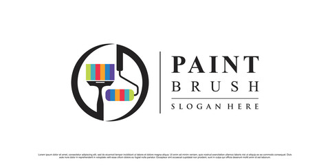 Creative paint icon and brush logo design inspiration with creative element Premium Vector