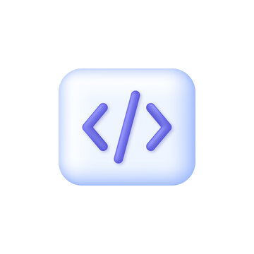 3D Programming code icon isolated on white background. Development and software concept. Can be used for many purposes.
