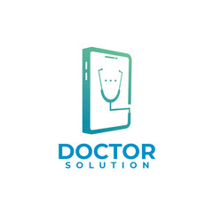 Online doctor solution app logo design