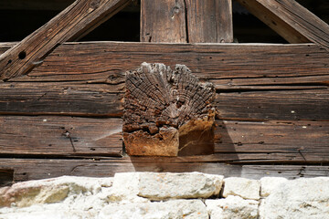Details on an old Bavarian wooden farmhouse