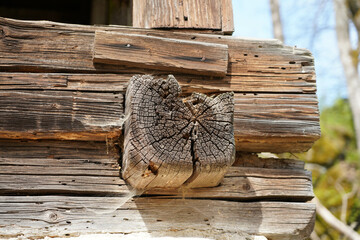 Details on an old Bavarian wooden farmhouse