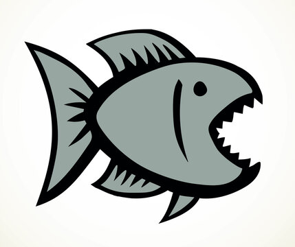 recommend clip art: Piranha fish. Vector drawing icon