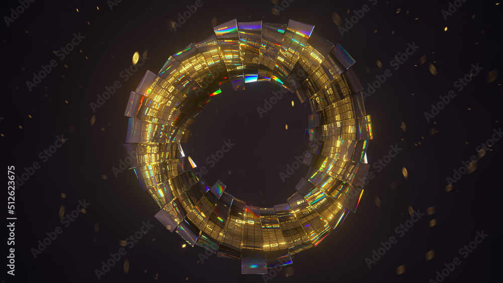 Poster digital data torus 3d render