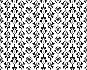 Flower geometric pattern. Seamless vector background. White and black ornament