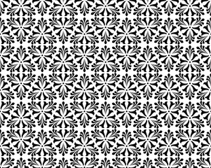 Flower geometric pattern. Seamless vector background. White and black ornament. Ornament for fabric, wallpaper, packaging. Decorative print
