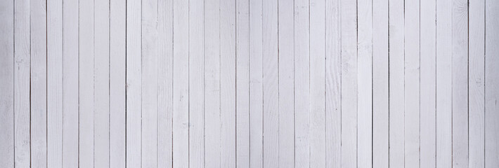 Old white painted wooden panoramic background. Wooden wall surface