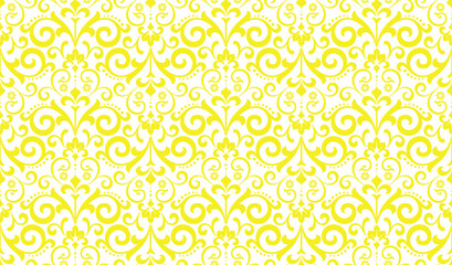 Flower geometric pattern. Seamless vector background. White and yellow ornament