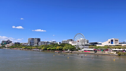 View to South Bank Parklands from Victoria Bridge. Brisbane-Queensland-Australia-015 - obrazy, fototapety, plakaty