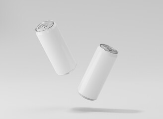 White aluminum soda can mockup, Metal can of 3d realistic container for beer or energy drink, 3d rendering