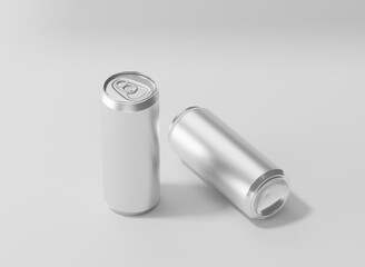 Aluminum soda can mockup, Metal can of 3d realistic container for beer or energy drink