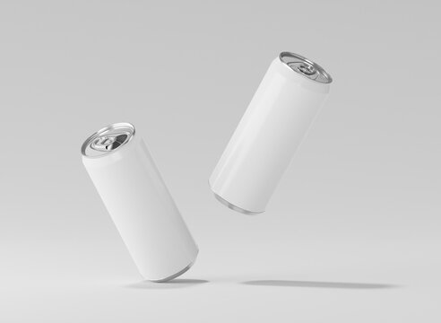 White aluminum soda can mockup, Metal can of 3d realistic container for beer or energy drink, 3d rendering
