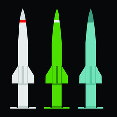 abstract ballistic missile set, vector illustration 