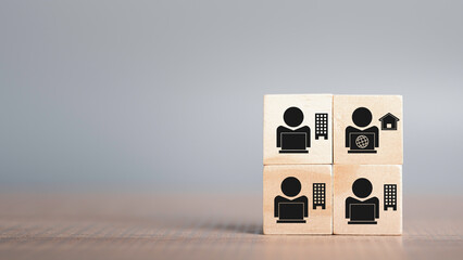 Hybrid workplace schedule, Gig economy, Freelance, Online business network communication, teamwork,...