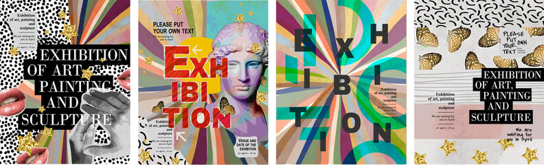 Exhibition of art, music, painting and sculpture. Abstract vector illustrations for poster, banner or magazine background, flyer or cover © Ardea-studio