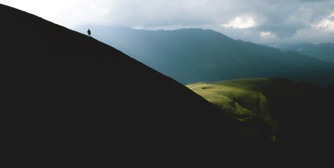 mountains in the fog