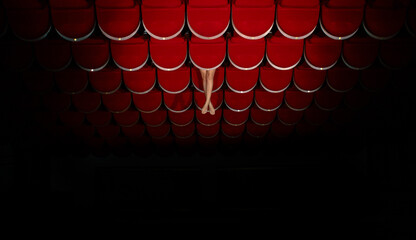 red stage curtains legs 