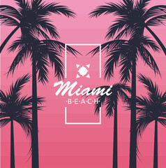 Naklejka premium miami beach lettering postcard