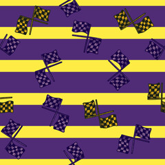 Race flag seamless pattern engraving. Vintage sport background in hand drawn style.