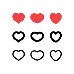 Heart vector icon collection. Hearts pictogram.