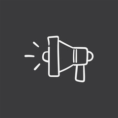 Megaphone doodle illustration, hand drawn loudspeaker vector icon.