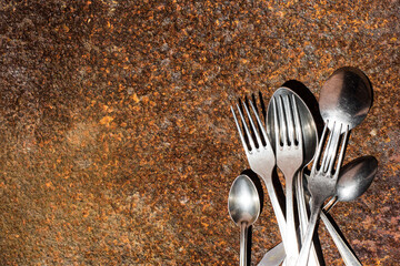 cutlery on a rusty background