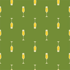 Champagne glass seamless pattern, great design for any purposes. Doodle style. Hand drawn image. Color repeat template. Party drinks concept. Freehand drawing. Cartoon sketch graphic draft