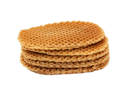  tas de gaufre sucr&eacute;e &agrave; la vergeoise isol&eacute; sur fond blanc