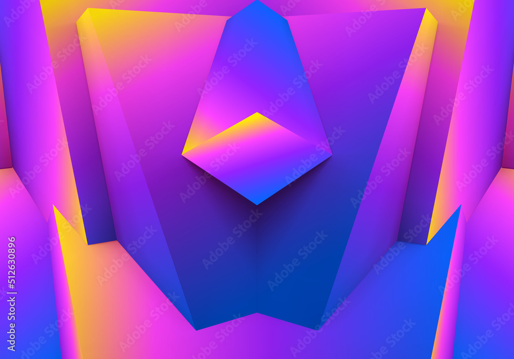 Aufkleber Abstract geometric background with colorful 3D shapes or architectural forms for booklet or video conference backdrop