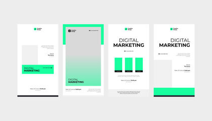 Green Minimal Roll-Up and Standee Banner Set for Webinar in Flyer, Poster, and Social Media Story Templates