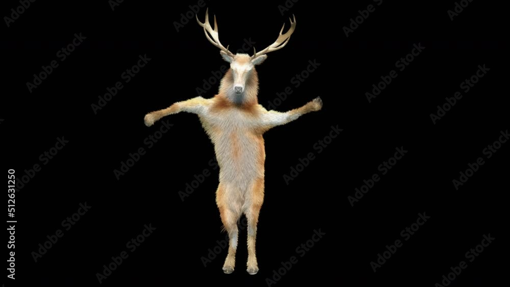 Fototapete deer dancing cg fur 3d rendering animal realistic cgi vfx animation loop composition 3d mapping cart