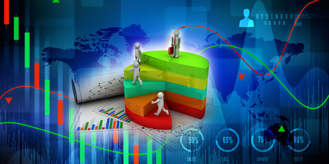 3d rendering Stock market online business concept. business Graph successful business team