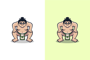 sumo mascot character logo with money. Sumo Cartoon Mascot Logo Design