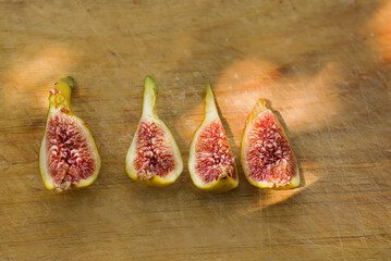 Ripe sweet figs. Healthy mediterranean fig fruit figs on rustic background
