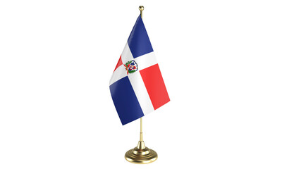 Dominican Republic table flag on white background, 3d rendering, isolated