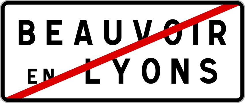 Panneau sortie ville agglomération Beauvoir-en-Lyons / Town exit sign Beauvoir-en-Lyons