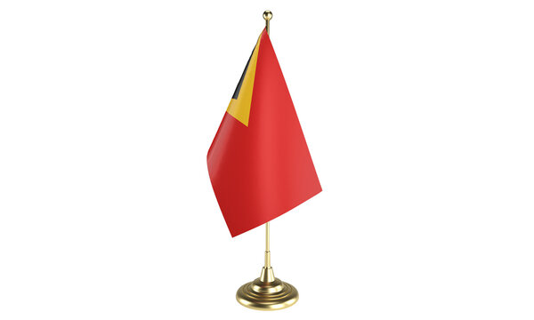 East Timor table flag on white background, 3d rendering, isolated