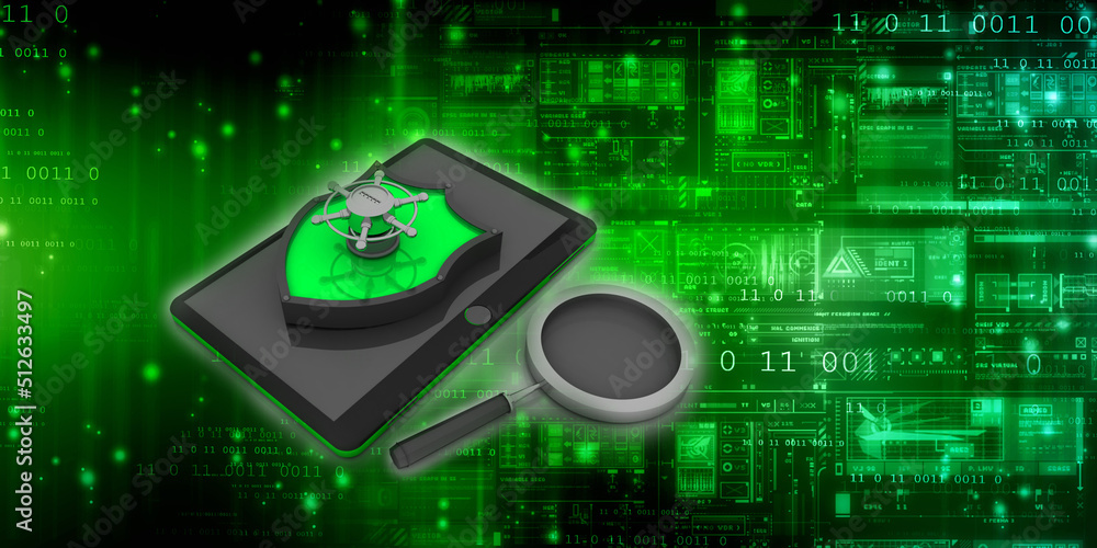 Aufkleber 3d rendering shield protection lock on transmitter mobile with lens