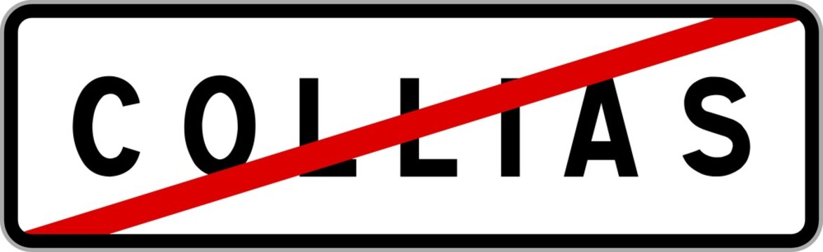 Panneau sortie ville agglom&eacute;ration Collias / Town exit sign Collias