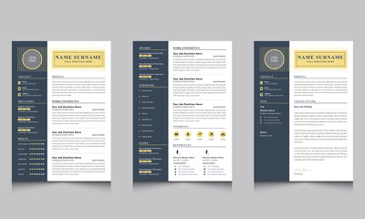 Professional Resume Template, Vector Creative Cover Letter and  CV Layout design
