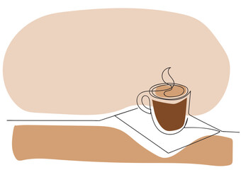 line art or One Line Drawing of coffee. and Coffee cup shop concept. minimalist,