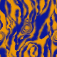 Wavy abstract watercolor pattern. Blurred orange and blue curled stains.