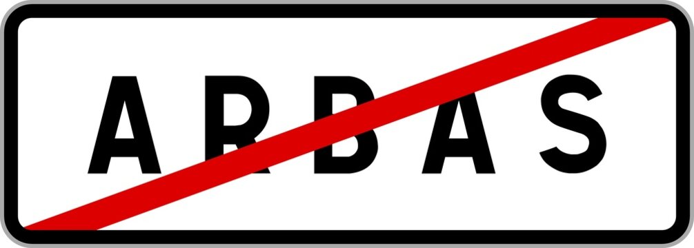 Panneau sortie ville agglom&eacute;ration Arbas / Town exit sign Arbas
