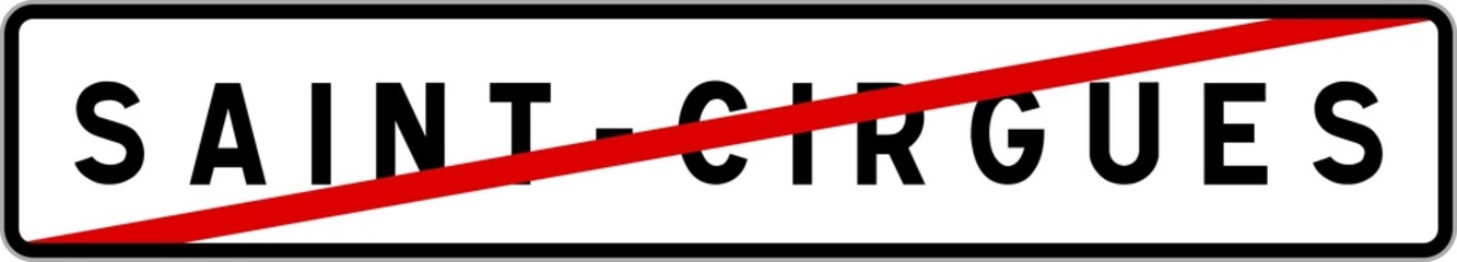 Panneau sortie ville agglomération Saint-Cirgues / Town exit sign Saint-Cirgues