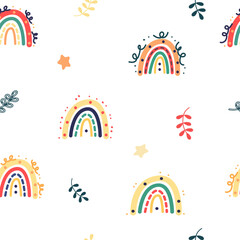 cute scandinavian rainbows seamless pattern