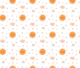 seamless pattern with flowers, sun